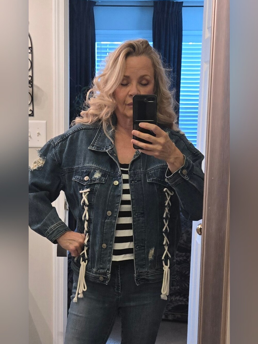 O & O Distressed Denim Jacket